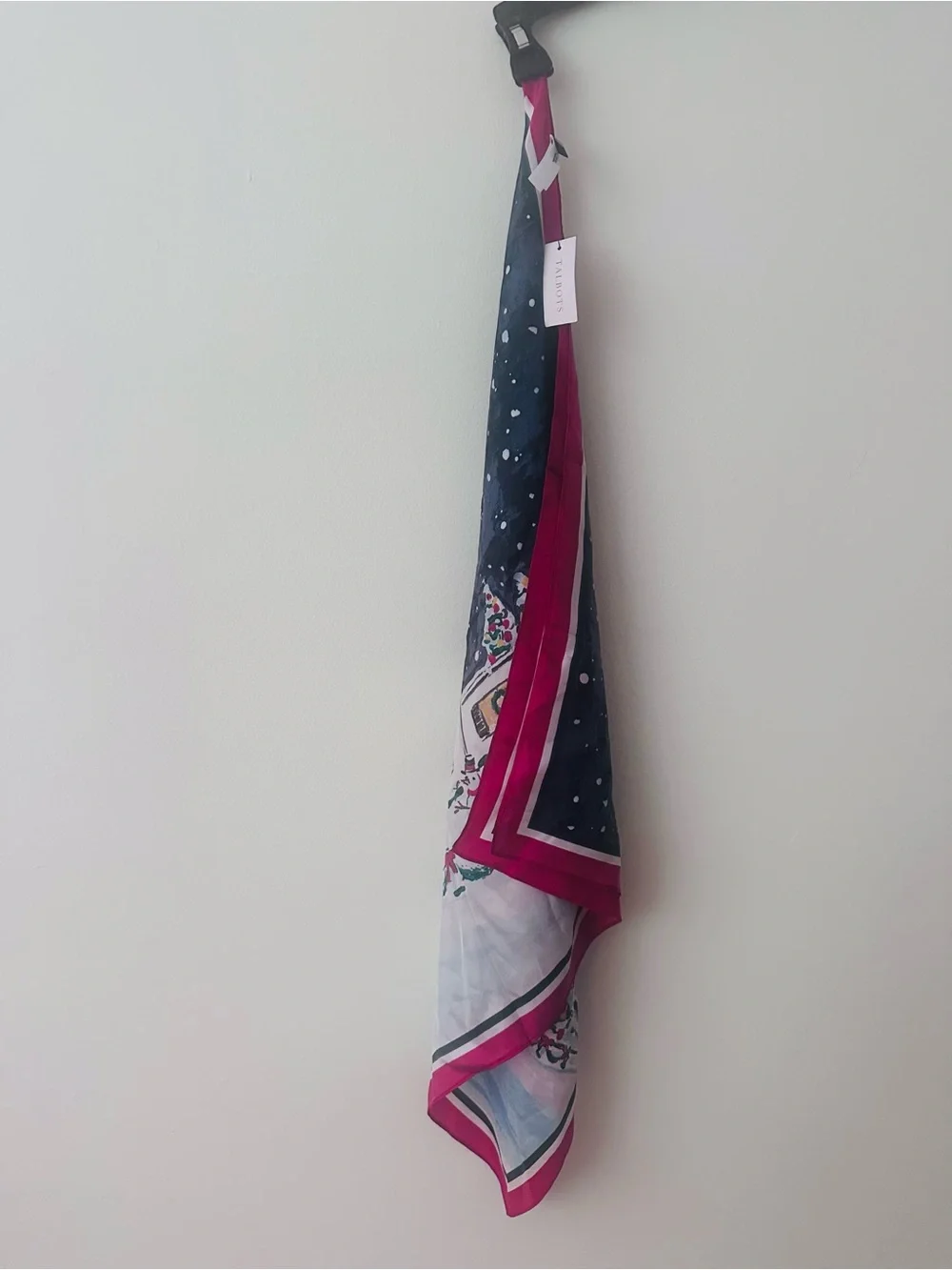 Talbots 100% Silk Christmas Scarf – Santa & Reindeer – Vintage Holiday